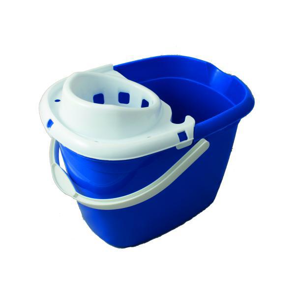 Plastic Mop Bucket with Wringer - Blue